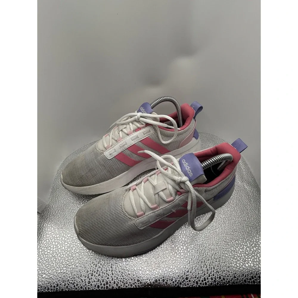 Adidas Cloudfoam Grey Pink Purple Athletic Running Shoes Womens 6.5‎ GW5433